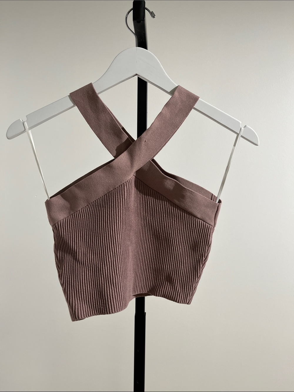 Babaton Ribbed Cross-Back Halter Top - Picture 2 of 7